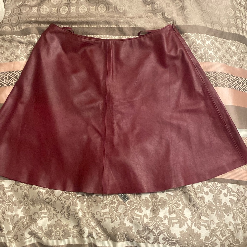 Dknyc Genuine Lambskin Leather Circle Skirt